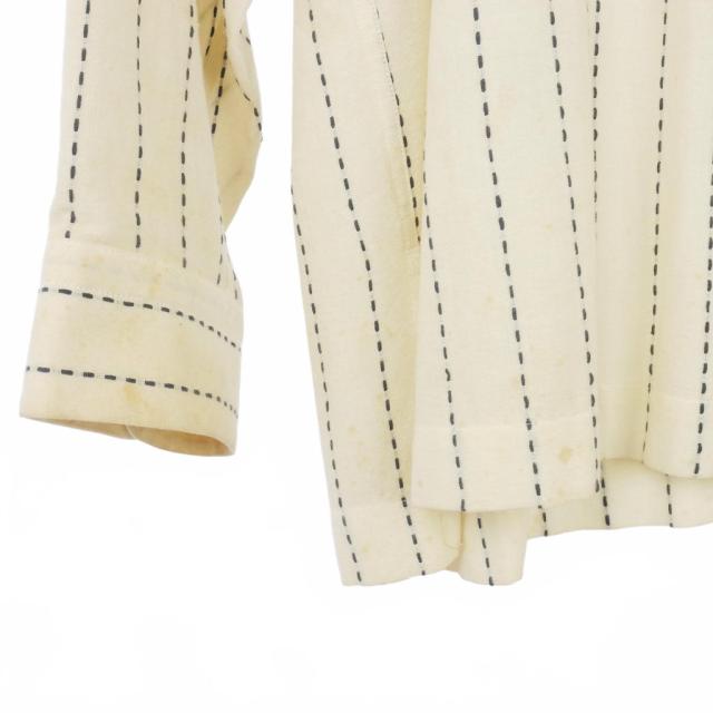 【中古】イッセイミヤケ ISSEY MIYAKE 95SS バンドカラー ストライプシャツ シルク ステッチ ホワイト 白 ME51-FJ207 メンズ_3