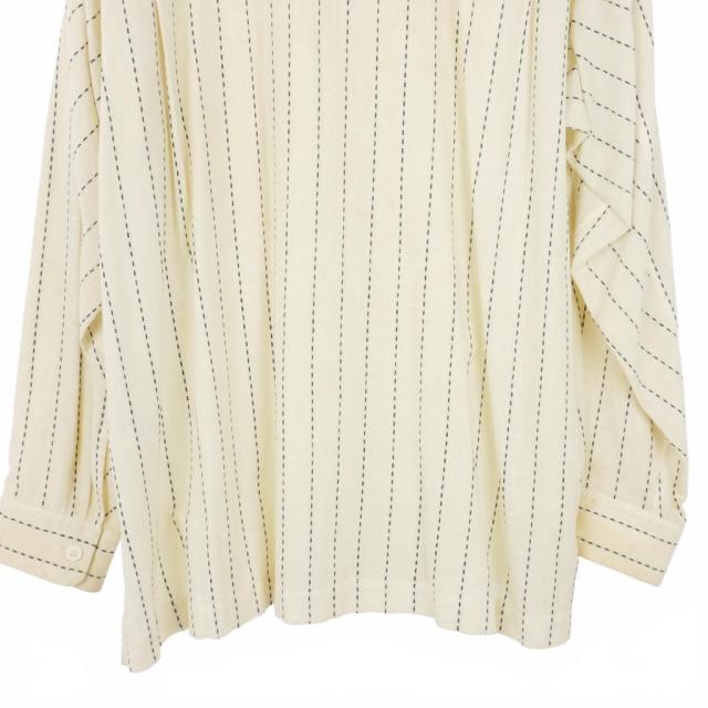 【中古】イッセイミヤケ ISSEY MIYAKE 95SS バンドカラー ストライプシャツ シルク ステッチ ホワイト 白 ME51-FJ207 メンズ_6