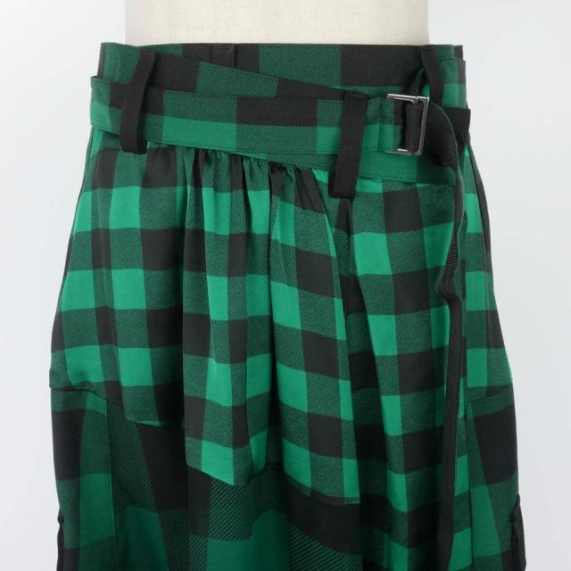 【中古】サカイ sacai 22SS バッファローチェック マキシスカート 1 緑 グリーン 22-05941 レディース_2