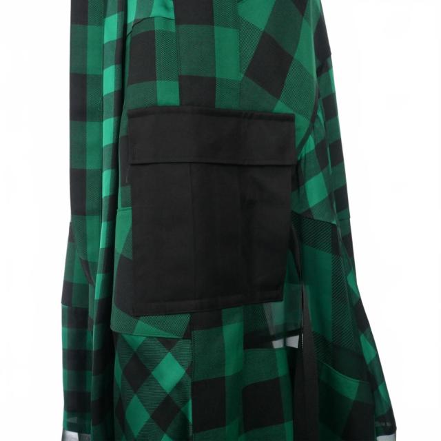 【中古】サカイ sacai 22SS バッファローチェック マキシスカート 1 緑 グリーン 22-05941 レディース_3