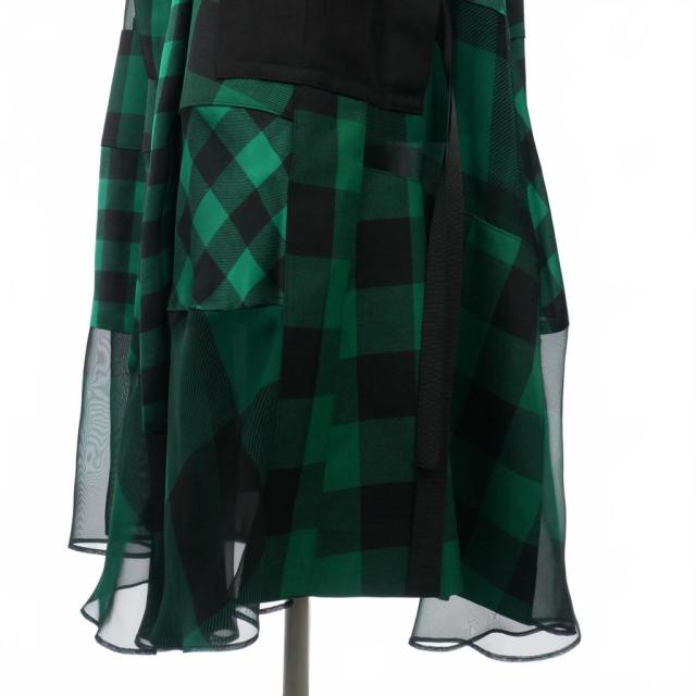 【中古】サカイ sacai 22SS バッファローチェック マキシスカート 1 緑 グリーン 22-05941 レディース_4