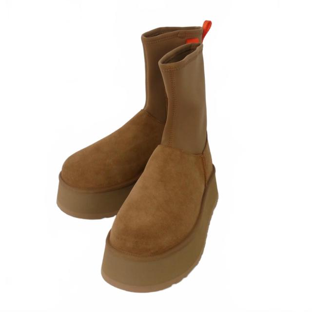 【中古】アグ UGG クラシックディッパー ムートン ショートブーツ プラットフォーム 厚底 26cm 茶 レディース