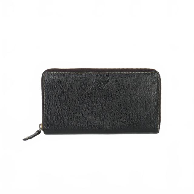 【中古】ロエベ LOEWE アナグラム レザー ジップアラウンドウォレット 長財布 ラウンドファスナー ブラック