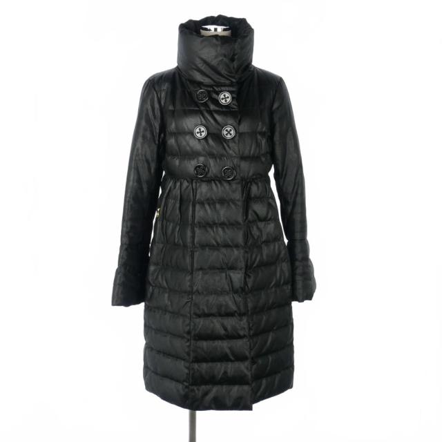 【中古】モンクレール MONCLER JOHANNA ダウンコート ロング 無地 サイズ3 ブラック 黒 レディース