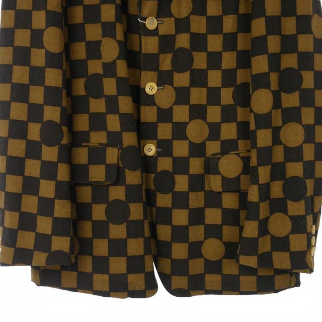 【中古】未使用品 コムデギャルソンオム COMME des GARCONS 03SS 田中オム 市松柄 ドット柄 総柄 ウールジャケット L 茶_2