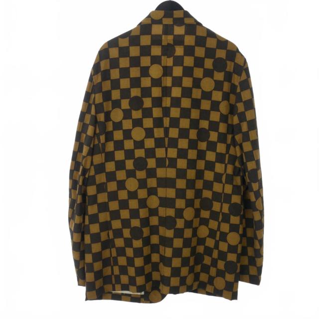 【中古】未使用品 コムデギャルソンオム COMME des GARCONS 03SS 田中オム 市松柄 ドット柄 総柄 ウールジャケット L 茶_3