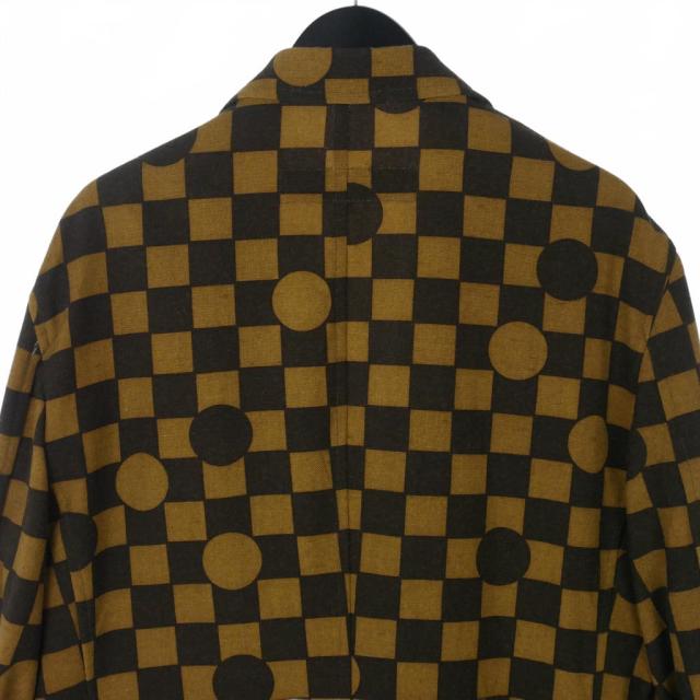 【中古】未使用品 コムデギャルソンオム COMME des GARCONS 03SS 田中オム 市松柄 ドット柄 総柄 ウールジャケット L 茶_4