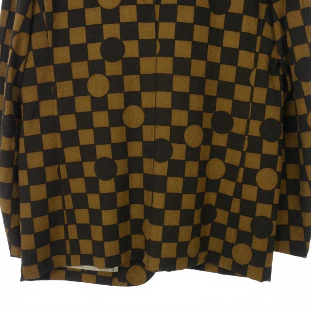 【中古】未使用品 コムデギャルソンオム COMME des GARCONS 03SS 田中オム 市松柄 ドット柄 総柄 ウールジャケット L 茶_5