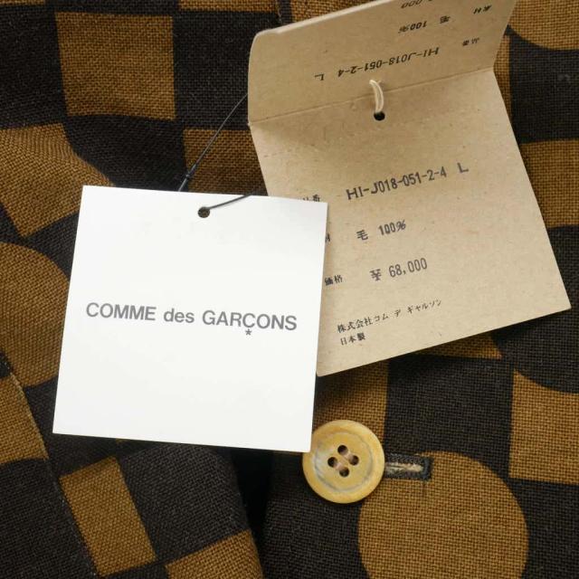 【中古】未使用品 コムデギャルソンオム COMME des GARCONS 03SS 田中オム 市松柄 ドット柄 総柄 ウールジャケット L 茶_7