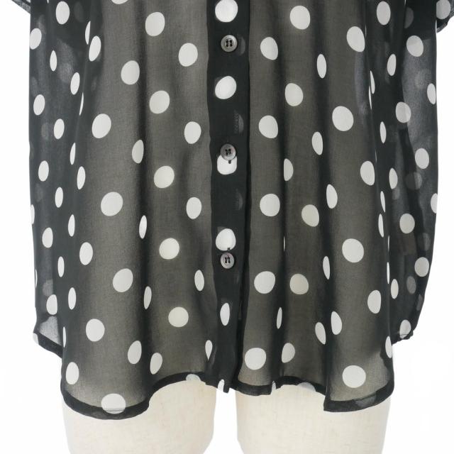 【中古】ドリスヴァンノッテン DRIES VAN NOTEN シアーブラウス スキッパー シャツ ドット 半袖 36 黒 白