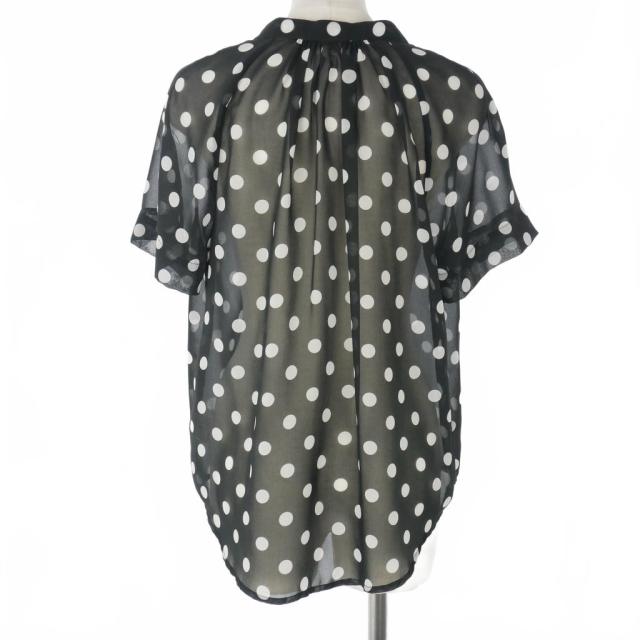 【中古】ドリスヴァンノッテン DRIES VAN NOTEN シアーブラウス スキッパー シャツ ドット 半袖 36 黒 白