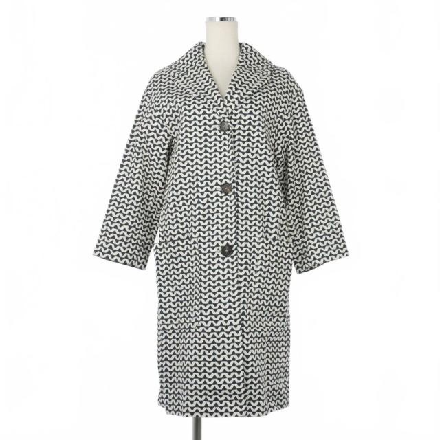 【中古】Sマックスマーラ 'S Max Mara letizia プリント オーバーコート 40 ネイビー ホワイト 紺 白 レディース