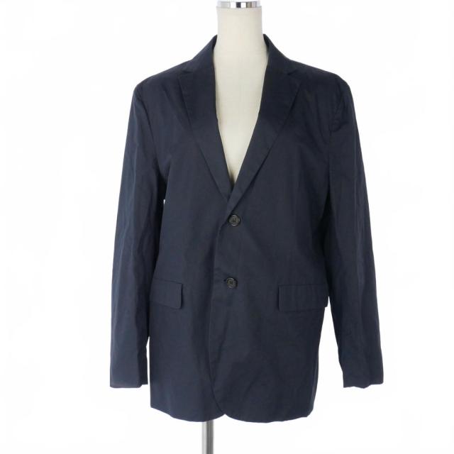 【中古】アクネ ストゥディオズ Acne Studios テーラードジャケット ブレザー コットン 長袖 無地 サイズ46 ネイビー 紺 メンズ