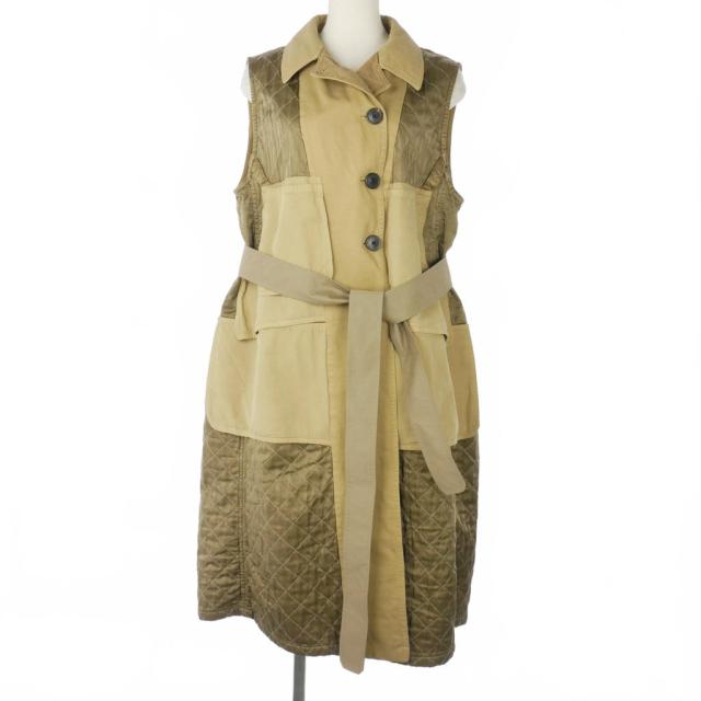 【中古】ドリスヴァンノッテン 15AW ドッキング キルティング ノースリーブトレンチコート ロングジレ ベスト L