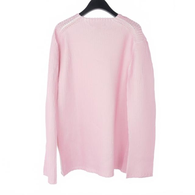 【中古】コムデギャルソンシャツ COMME des GARCONS SHIRT ニット セーター 長袖 丸首 無地 L ピンク ホワイト 白_3