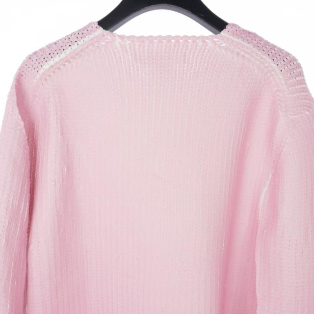 【中古】コムデギャルソンシャツ COMME des GARCONS SHIRT ニット セーター 長袖 丸首 無地 L ピンク ホワイト 白_4
