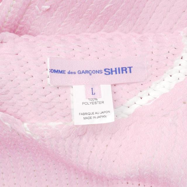 【中古】コムデギャルソンシャツ COMME des GARCONS SHIRT ニット セーター 長袖 丸首 無地 L ピンク ホワイト 白_7
