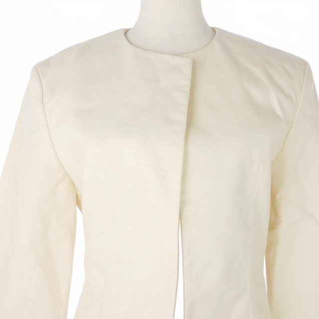 【中古】ジルサンダー JIL SANDER ノーカラーコットンコート ショート丈 丸首 34 白 ホワイト JSPS190125 レディース_1