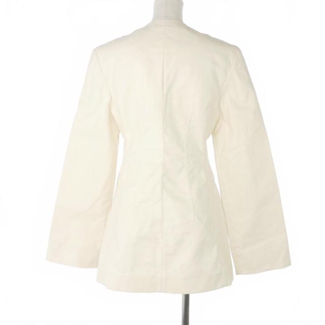 【中古】ジルサンダー JIL SANDER ノーカラーコットンコート ショート丈 丸首 34 白 ホワイト JSPS190125 レディース_4