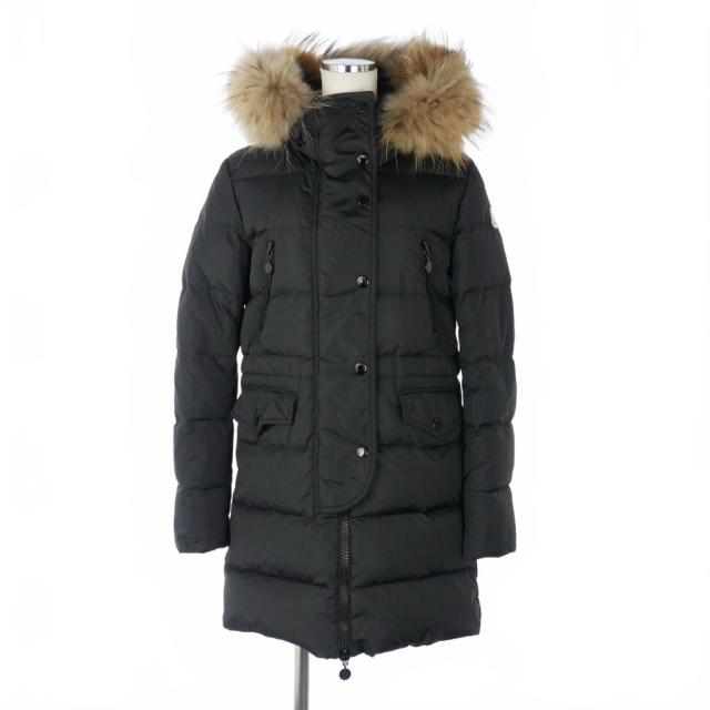 【中古】モンクレール MONCLER ダウンコート フラゴン FRAGON ロング ファー 無地 00サイズ ブラック 黒