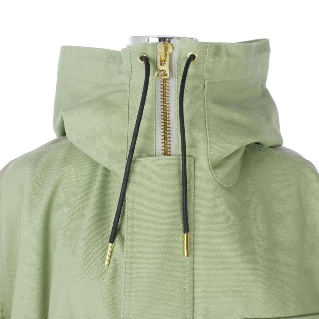 【中古】サカイ sacai 24SS カーハート Carhartt ダック×ナイロンツイルコート 七分袖 サイズ1 カーキ グリーン_1