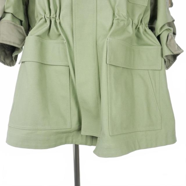 【中古】サカイ sacai 24SS カーハート Carhartt ダック×ナイロンツイルコート 七分袖 サイズ1 カーキ グリーン_3