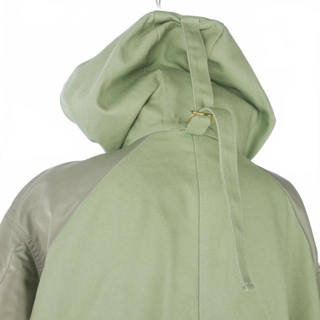 【中古】サカイ sacai 24SS カーハート Carhartt ダック×ナイロンツイルコート 七分袖 サイズ1 カーキ グリーン_5