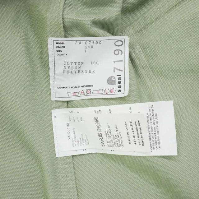 【中古】サカイ sacai 24SS カーハート Carhartt ダック×ナイロンツイルコート 七分袖 サイズ1 カーキ グリーン_7