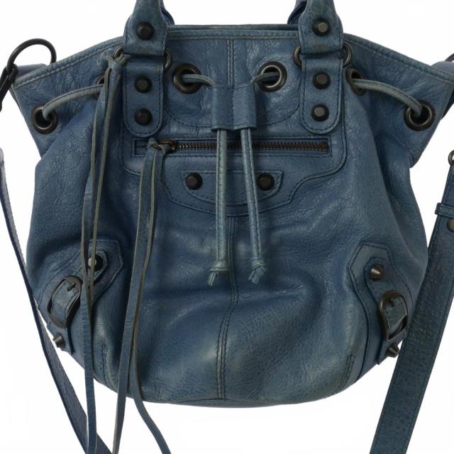 【中古】バレンシアガ BALENCIAGA クラシック ミニポンポン レザー ハンドバッグ ショルダーバッグ 青 ブルー_1