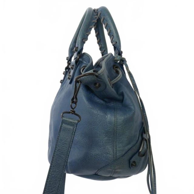 【中古】バレンシアガ BALENCIAGA クラシック ミニポンポン レザー ハンドバッグ ショルダーバッグ 青 ブルー_3