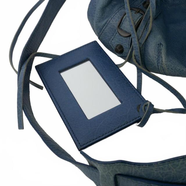 【中古】バレンシアガ BALENCIAGA クラシック ミニポンポン レザー ハンドバッグ ショルダーバッグ 青 ブルー_4
