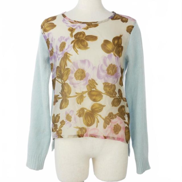【中古】トリココムデギャルソン tricot COMME des GARCONS AD1995 ドッキング ニット セーター シアー 花柄 長袖