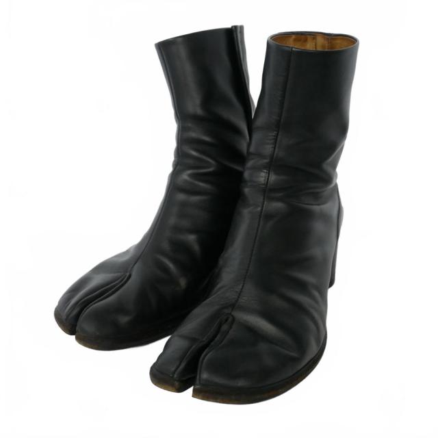 【中古】メゾンマルジェラ Maison Margiela TABI ANKLE BOOTS 足袋 アンクルブーツ レザー 6cmヒール 43 ブラック 黒