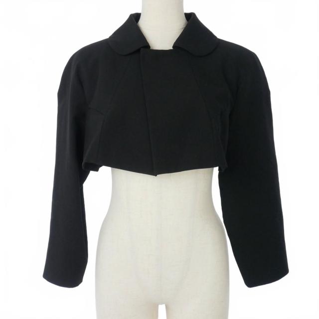 【中古】コムデギャルソン COMME des GARCONS 丸襟 クロップドジャケット 短丈 ショート 無地 Mサイズ 黒 ブラック