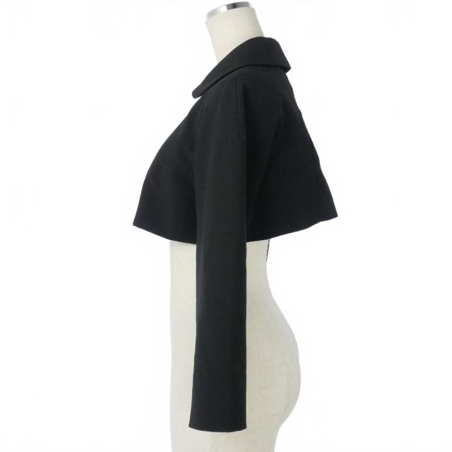 【中古】コムデギャルソン COMME des GARCONS 丸襟 クロップドジャケット 短丈 ショート 無地 Mサイズ 黒 ブラック_3