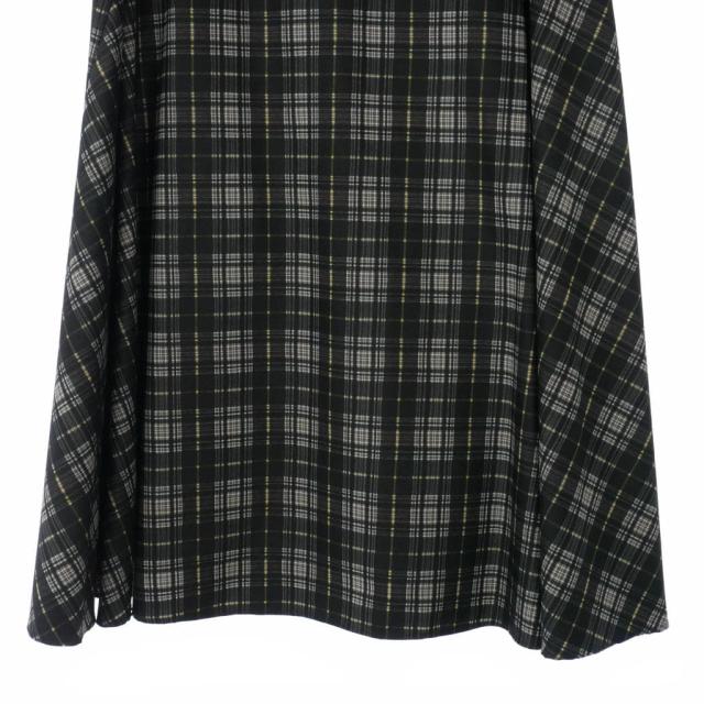 【中古】未使用品 ビューティフルピープル beautiful people ロングスカート チェック フレア ジップ 36 黒_2