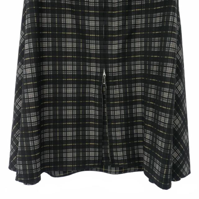 【中古】未使用品 ビューティフルピープル beautiful people ロングスカート チェック フレア ジップ 36 黒_5