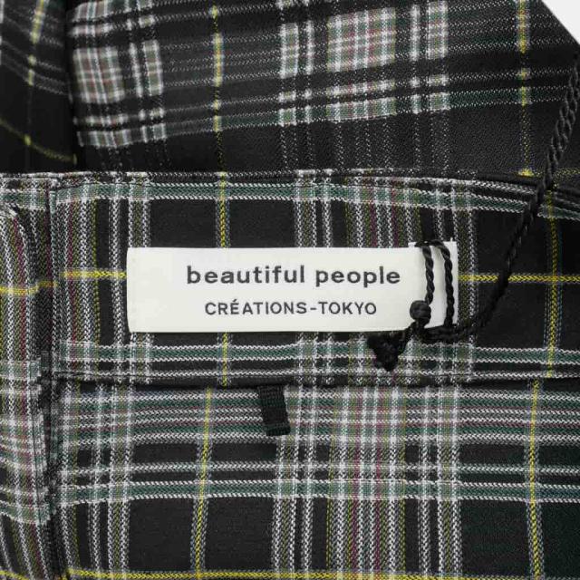 【中古】未使用品 ビューティフルピープル beautiful people ロングスカート チェック フレア ジップ 36 黒_6