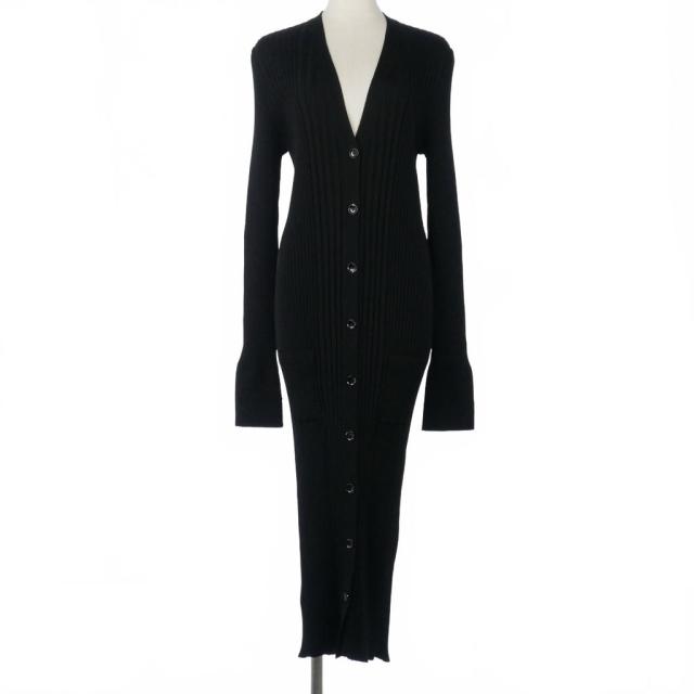 【中古】メゾンマルジェラ Maison Margiela リブニット カーディガン 長袖 ロング丈 無地 M 黒 ブラック レディース