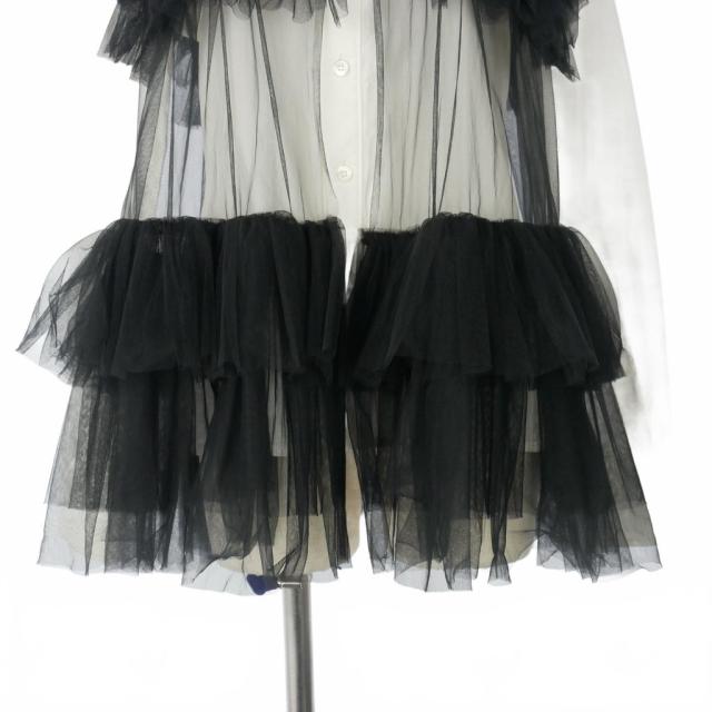 【中古】VIVIANO チュールドッキング シャツ ブラウス 長袖 M 白 ホワイト 黒 ブラック VS-AW23-SH06_2
