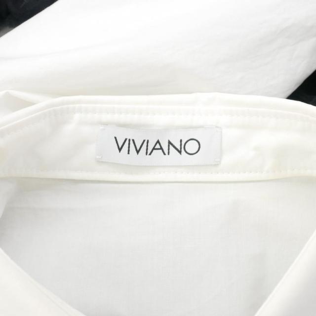 【中古】VIVIANO チュールドッキング シャツ ブラウス 長袖 M 白 ホワイト 黒 ブラック VS-AW23-SH06_7