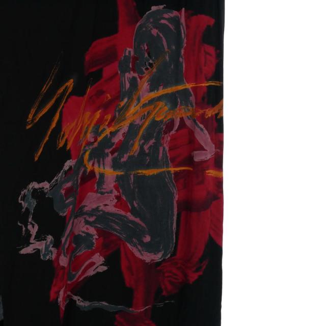 【中古】ヨウジヤマモト YOHJI YAMAMOTO ブラックスキャンダル 20SS アートプリント レイヤード ラップドレープパンツ_2