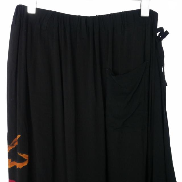 【中古】ヨウジヤマモト YOHJI YAMAMOTO ブラックスキャンダル 20SS アートプリント レイヤード ラップドレープパンツ_5