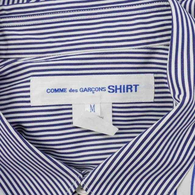 【中古】コムデギャルソンシャツ COMME des GARCONS SHIRT マルチストライプ シャツ 長袖 コットン M 青 ブルー_7