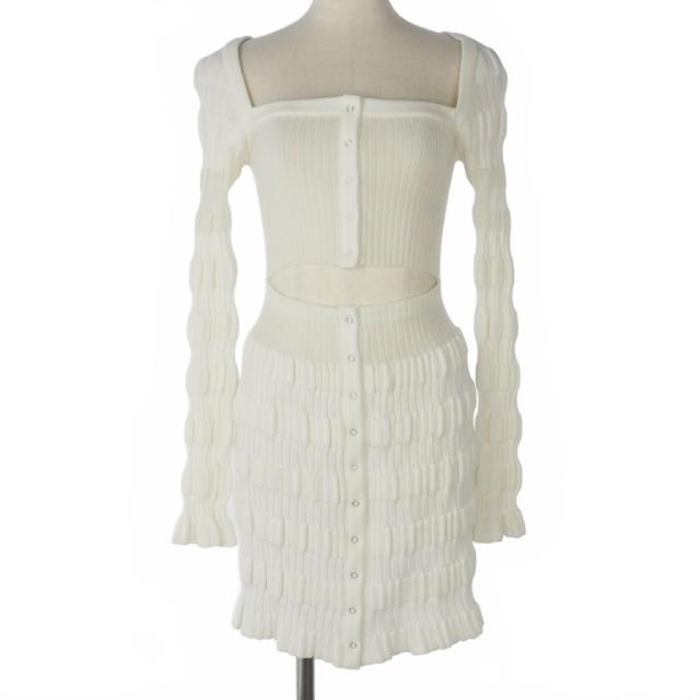 【中古】フェティコ FETICO 23SS STRIPE KNIT CARDIGAN ニット カーディガン ワンピース 白 ホワイト FTC232-0704