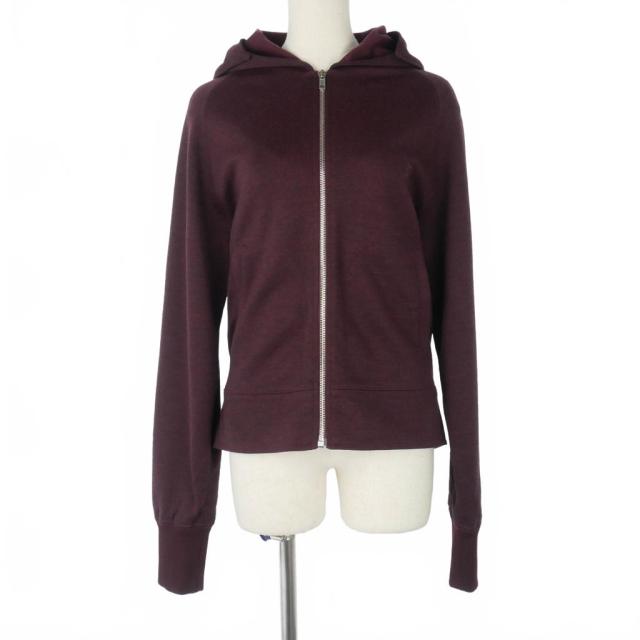 【中古】メゾンマルジェラ Maison Margiela 21SS ジップアップ パーカー フーディ ワンポイント M 赤 ボルドー
