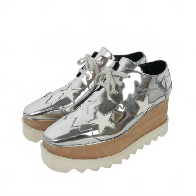 【中古】ステラマッカートニー STELLA McCARTNEY エリス スター プラットフォーム シューズ ローファー 38.5 シルバー レディース
