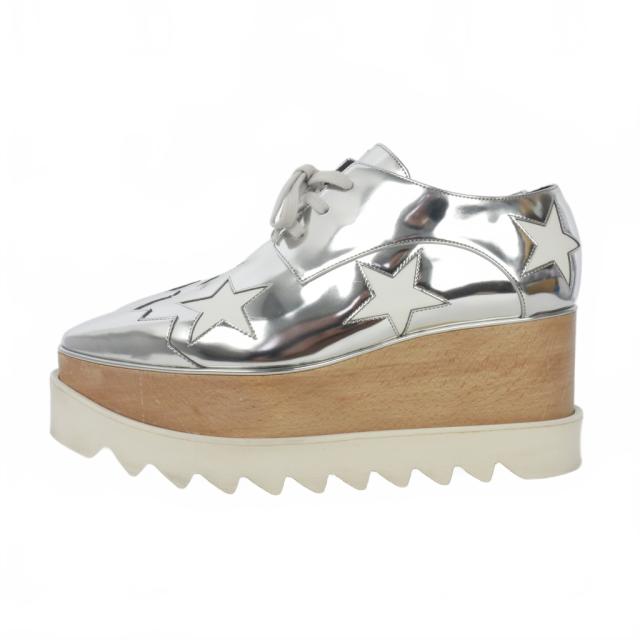 【中古】ステラマッカートニー STELLA McCARTNEY エリス スター プラットフォーム シューズ ローファー 38.5 シルバー レディース_1