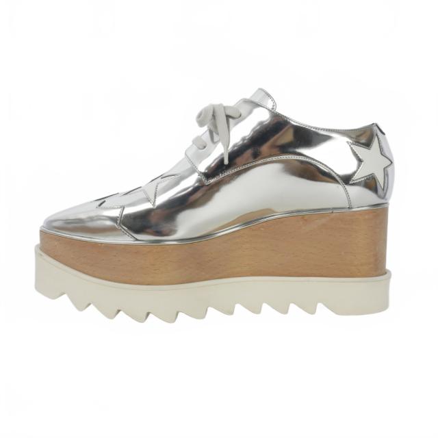 【中古】ステラマッカートニー STELLA McCARTNEY エリス スター プラットフォーム シューズ ローファー 38.5 シルバー レディース_2