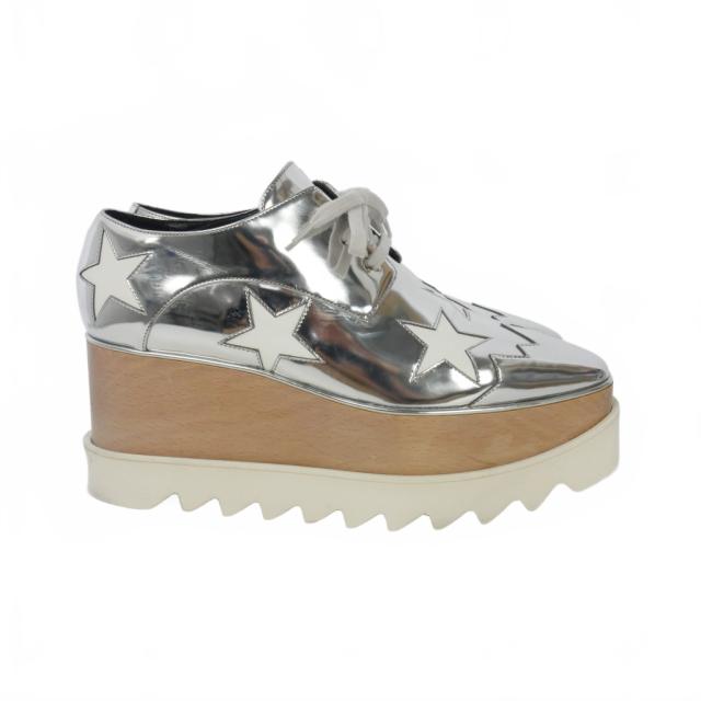【中古】ステラマッカートニー STELLA McCARTNEY エリス スター プラットフォーム シューズ ローファー 38.5 シルバー レディース_3
